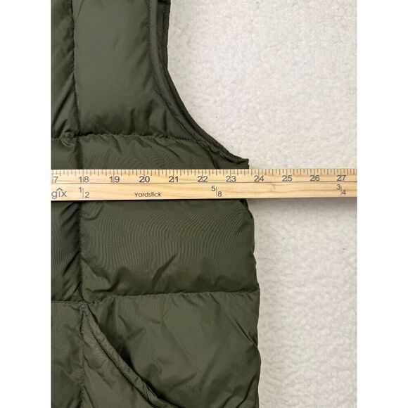 LANDS' END Goose Down Puffer Snap-Up Vest Men Deep Juniper Green Lightweight L - Picture 3 of 7